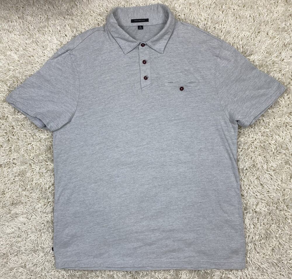 TravisMathew Mens Polo Shirt Sz XL Gray Heather Pocket 100% Cotton Golf